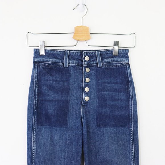 👖 AMO - Audrey Ultra High-Rise Cropped Jeans Button Fly in Shadow Play - 24 - Picture 10 of 10